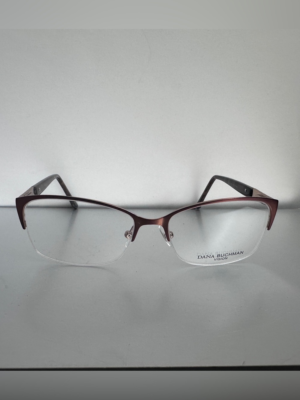 Dana Buchman Ainslie Eyeglasses Women Brown 54-16-140 Half Rim Browline New